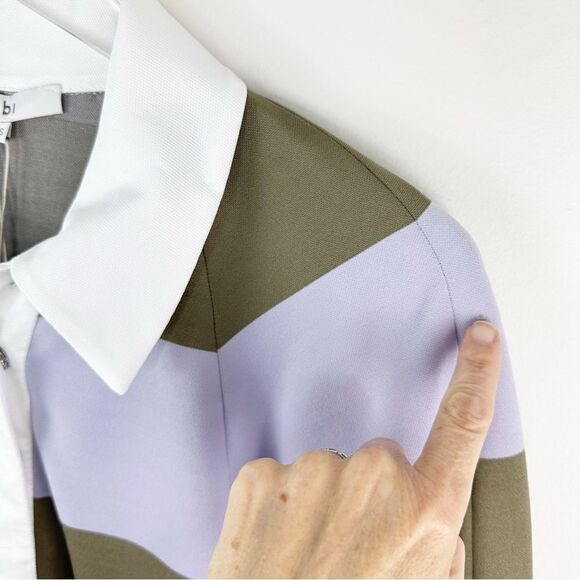 NWT Tibi - The Rugby Dress Purple Green‎ Striped 3/4 Sleeve Mini Dress XS - Picture 10 of 15